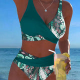 Bikinis su kontrastingomis gėlių spalvomis