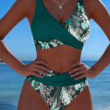 Bikinis su kontrastingomis gėlių spalvomis