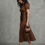 Modesta | Midi suknelė su diržu ir nėrinių detalėmis