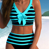 Zita | Bikinis su dryžiais ir aukštu juosmeniu