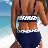 Flora | Aukšto juosmens bikinis su bumbulais ir patchwork dizainu