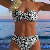 Dvidalis Bikini Maudymosi Kostiumėlis su Leopardo Spauda