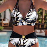 Bikini Iš Dviejų Dalių Su Retro Raštu