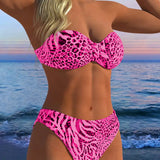 Dvidalis Bikini Maudymosi Kostiumėlis su Leopardo Spauda