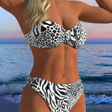 Dvidalis Bikini Maudymosi Kostiumėlis su Leopardo Spauda