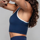 Liana | Bustier Top-Bralette su vamzdelių detalėmis tamsiai mėlyna / balta