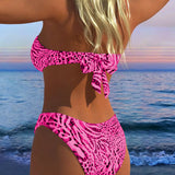 Dvidalis Bikini Maudymosi Kostiumėlis su Leopardo Spauda