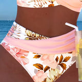 Bikini su kontrastingais gėlių iškirpimais