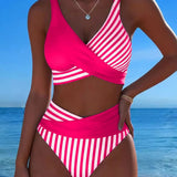 Spalvotas Dryžuotas Bikinis