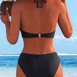 Marginti bikinis su halter apykakle