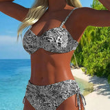 Dviejų dalių maudymosi kostiumėlis su leopardo raštu