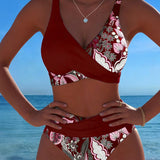 Bikinis su kontrastingomis gėlių spalvomis