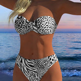 Dvidalis Bikini Maudymosi Kostiumėlis su Leopardo Spauda
