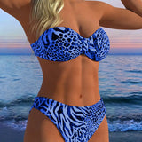 Dvidalis Bikini Maudymosi Kostiumėlis su Leopardo Spauda