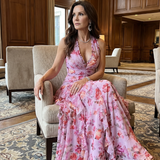 Kristė | Maxi gėlėta suknelė su halter apykakle