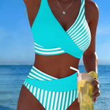 Spalvotas Dryžuotas Bikinis