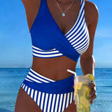 Spalvotas Dryžuotas Bikinis