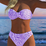 Dvidalis Bikini Maudymosi Kostiumėlis su Leopardo Spauda