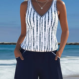 Dviejų dalių maudymosi kostiumas su kišenėmis ir V formos iškirpte