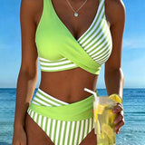 Spalvotas Dryžuotas Bikinis
