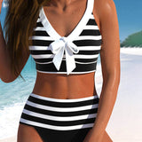 Zita | Bikinis su dryžiais ir aukštu juosmeniu