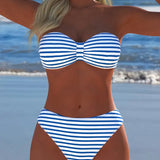 Bikini su Aukštu Juosmeniu ir Trikampio Formos Liemenėle, Dvidalis