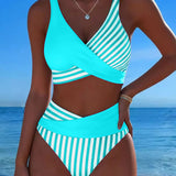 Spalvotas Dryžuotas Bikinis