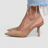 Dovilė | Batai su plonu kulnu slingback nude spalvos