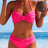 Marginti bikinis su halter apykakle