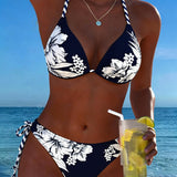 Paprastas Seksualus Bikinis su Halter Iškirpte