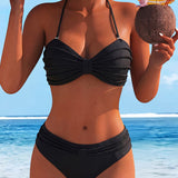 Marginti bikinis su halter apykakle