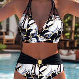 Bikini Iš Dviejų Dalių Su Retro Raštu