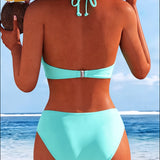 Marginti bikinis su halter apykakle