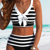 Zita | Bikinis su dryžiais ir aukštu juosmeniu