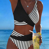 Spalvotas Dryžuotas Bikinis