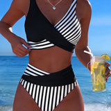 Spalvotas Dryžuotas Bikinis