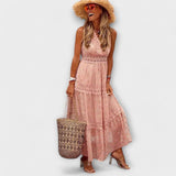 Monika | Boho maxi suknelė su nėriniais