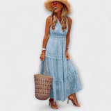 Monika | Boho maxi suknelė su nėriniais