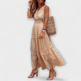 Monika | Boho maxi suknelė su nėriniais