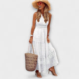 Monika | Boho maxi suknelė su nėriniais