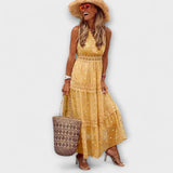 Monika | Boho maxi suknelė su nėriniais